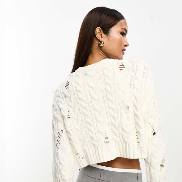 Bershka ripped extra long sleeve sweater size small - Picture 4 of 7